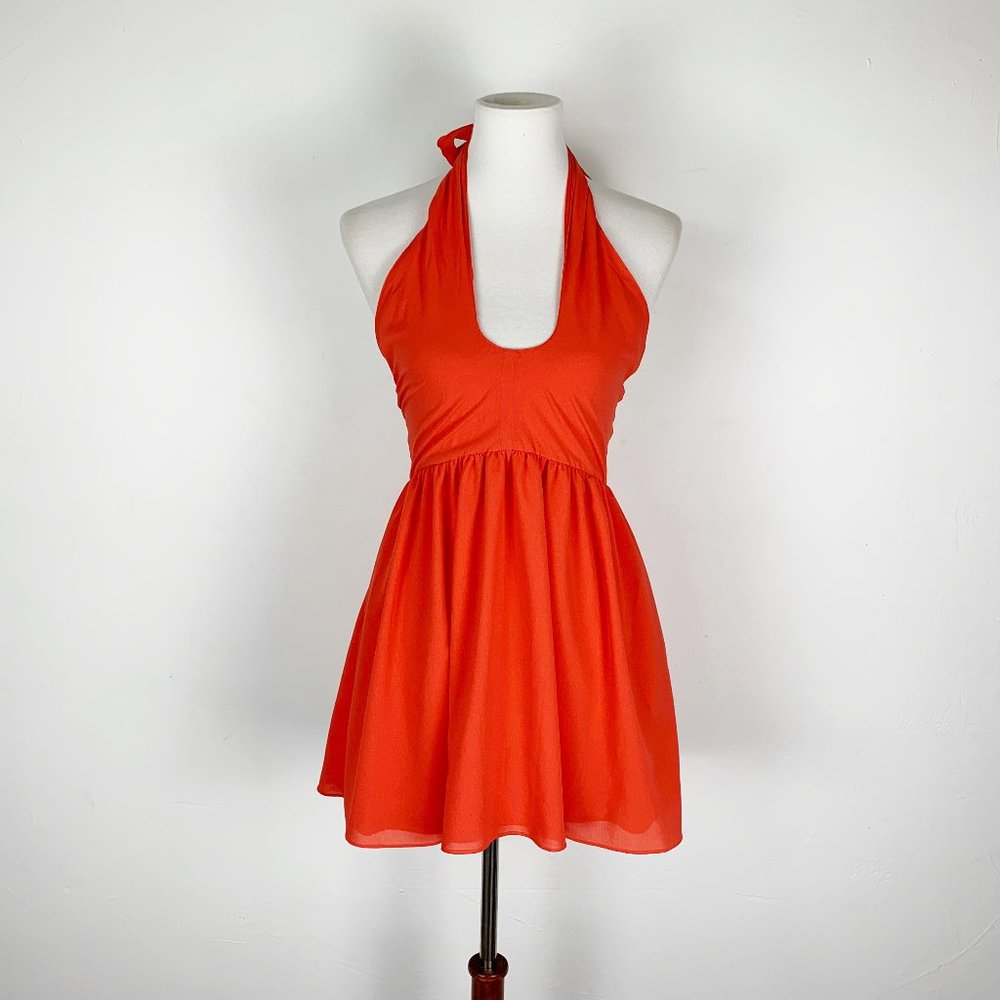 Lovers + Friends Small Halter Top Orange Tie